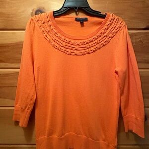 Banana Republic Orange Blouse with Three-Quarter Sleeves and Chain Detail